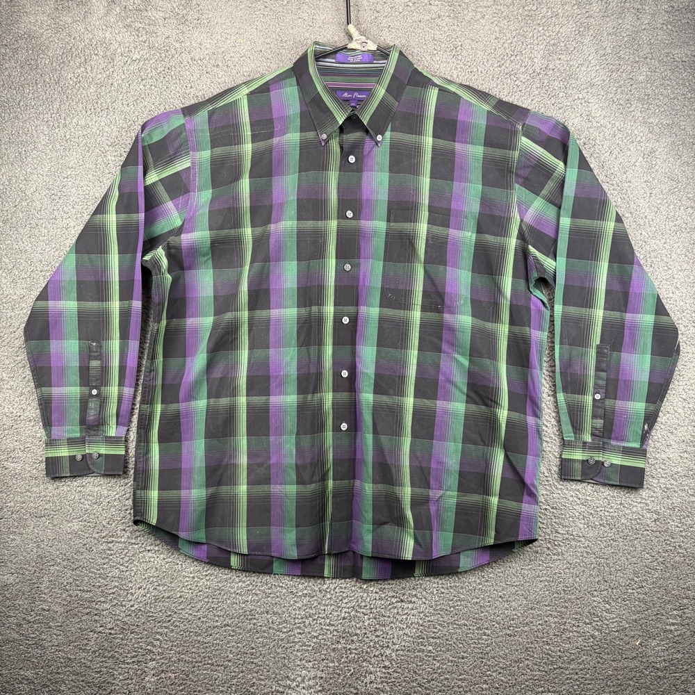 Alan Flusser Mens Plaid Button Down Shirt Long Sleeve‎ Casual XXL Cotton